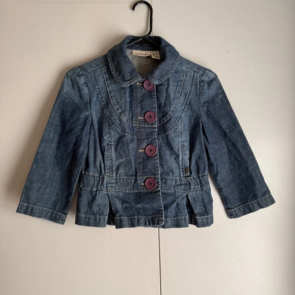 DKNY Vintage Cropped Denim Jacket Embroidered Y2K Grunge Emo Women’s Size XS - Picture 2 of 12